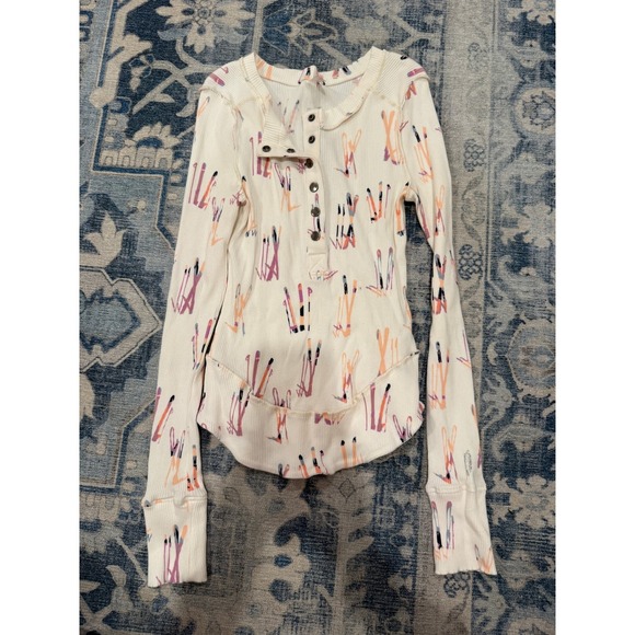 Free People Tops - Free People Movement Women's Rally Printed Layer in Skis Ivory Combo